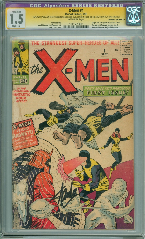 Xmen 1 CGC 15 SA SS Marvel 1963 1st Appearance and Origin of Xmen  Magneto
