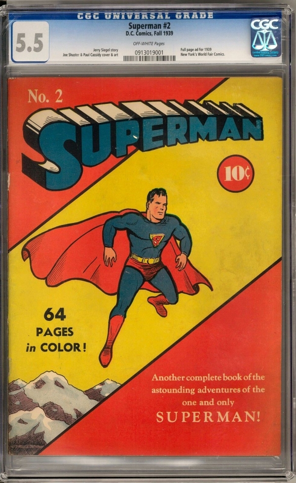 Superman 2 CGC 55 OW Rare Classic Cover       