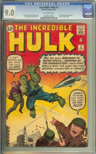 INCREDIBLE HULK 3 CGC 90 OW PAGES