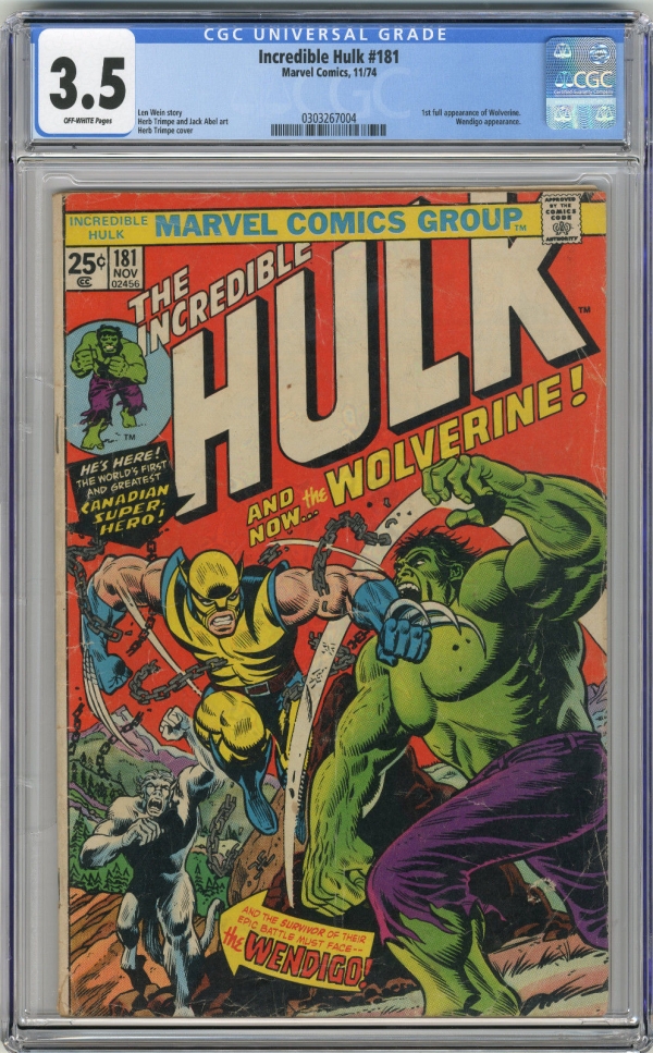 1974 Incredible Hulk 181 CGC 35 1st Wolverine