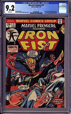 MARVEL PREMIERE 15 CGC 92  WHITE PAGES   1ST APPEARANCE OF IRON FIST 
