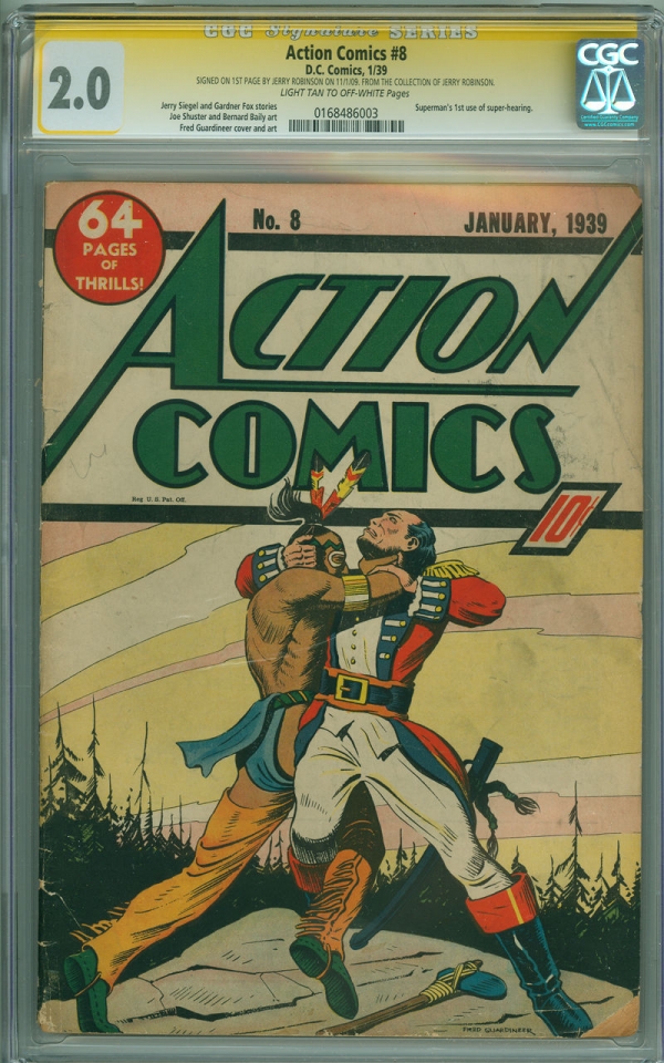 Action Comics 8 CGC 20 SS DC 1939 Early Superman Fred Guardineer cover 