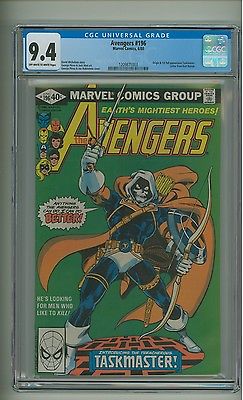 Avengers 196 CGC 94 OWW pgs Origin1st full app Taskmaster 1980 c08150