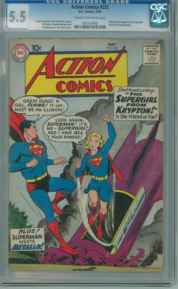 Action Comics 252 CGC 55 DC 1959 Origin  First Appearance Supergirl