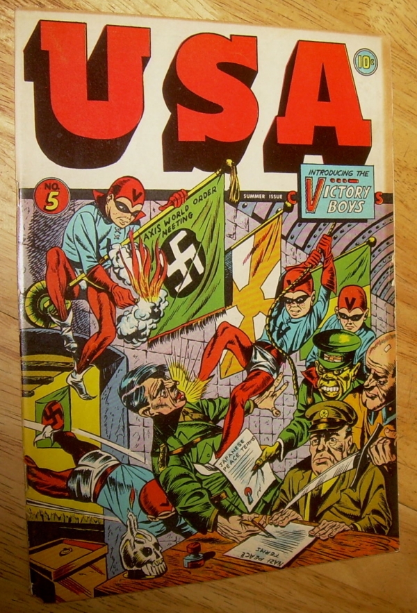 USA Comics 5 scarce TIMELYMarvel WWII HITLERAxis cover CGC graded 60 USA