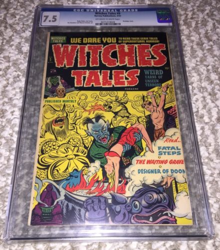 WITCHES TALES 9 CGC 75 OWWP Bestial GGA cover 1952 Harvey PreCode Horror