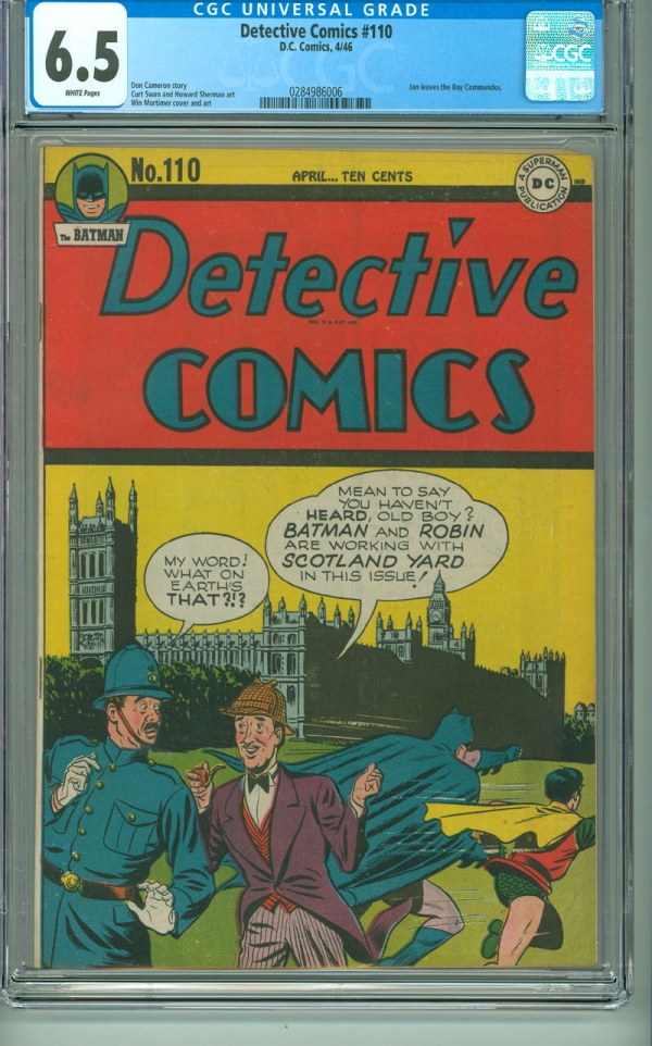 Detective Comics 110 CGC 65 FN DC 1946 White Pages Batman Original Owner