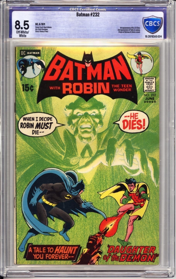 BATMAN 232 CGC 85  OW WHITE PAGES    NEAL ADAMS COVER  ART   1ST RAS AL GHUL