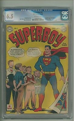 Superboy 1 CGC 65 OW pgs Superman cover and appearance DC 1949 c09480