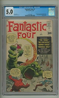 Fantastic Four 1 CGC 50 OWW pgs Origin1st app FF Kirby 1961 c09490