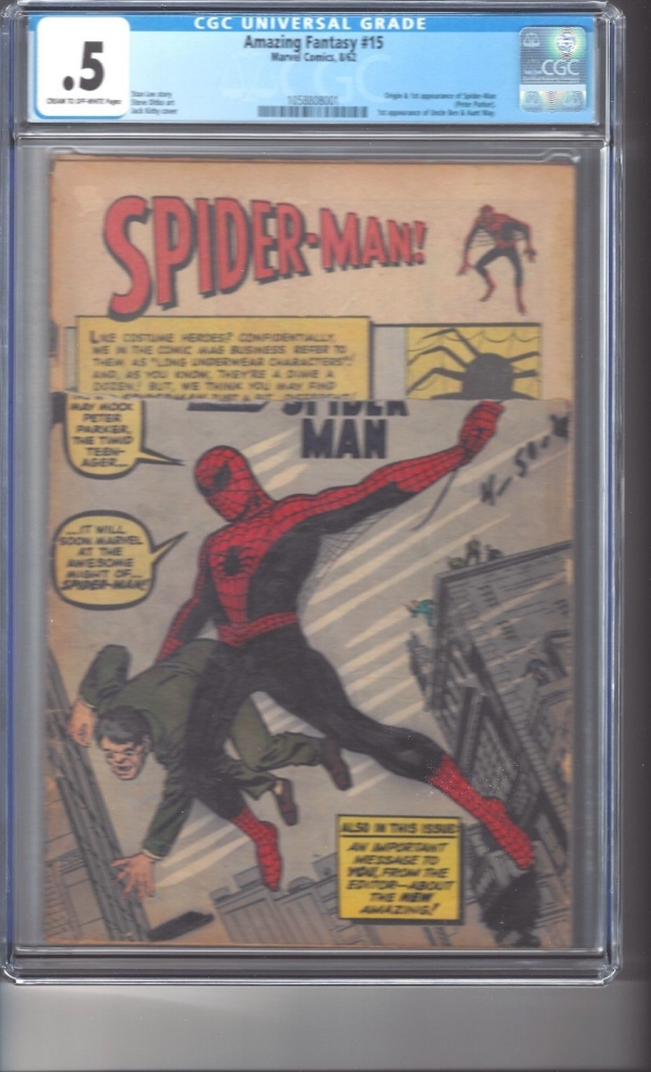 Amazing Fantasy 15 CGC 05 COW Pages 1st Appearance SpiderMan 34 Cover