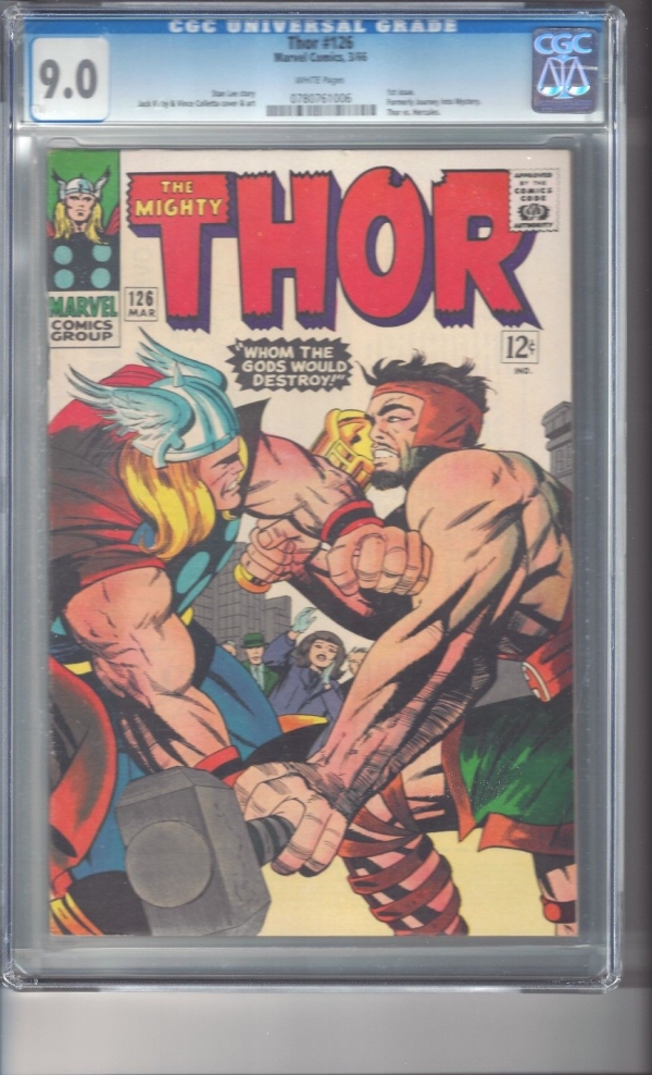 Thor 126 CGC 90 White Pages Kirby Art First Issue of His Own Title