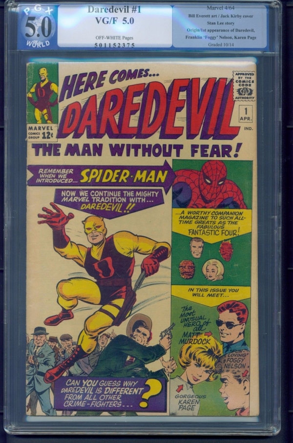 Daredevil 1 1964 PGX Graded 50  Origin of Daredevil  Stan Lee  Not CGC