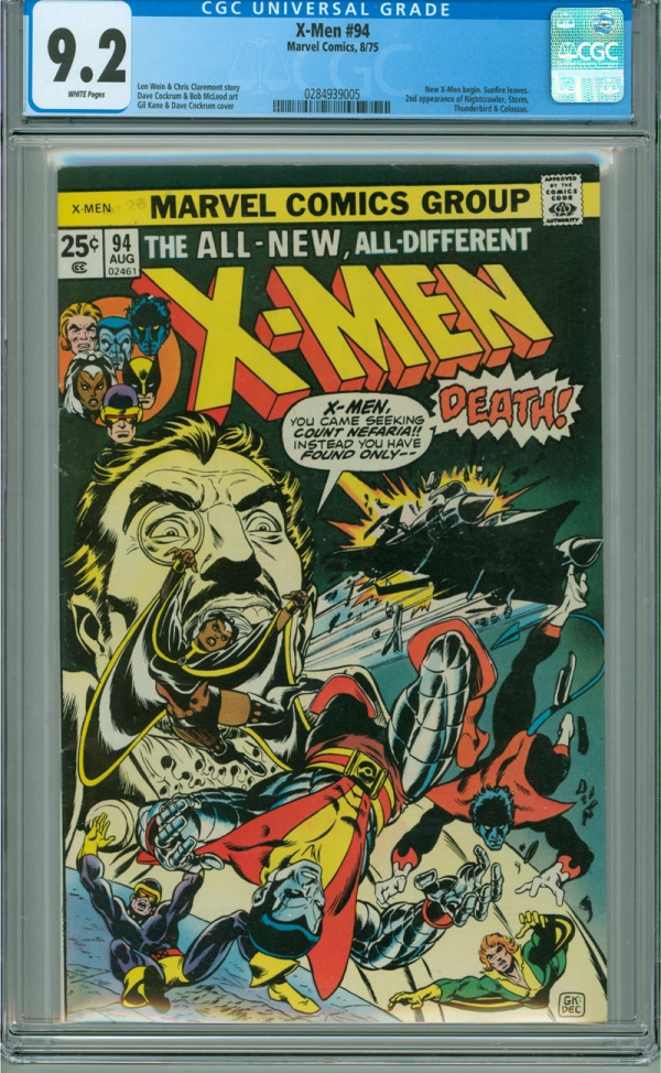 Xmen 94 CGC 92 NM White Pages 1st Appearance of New Xmen in Title Marvel 1975