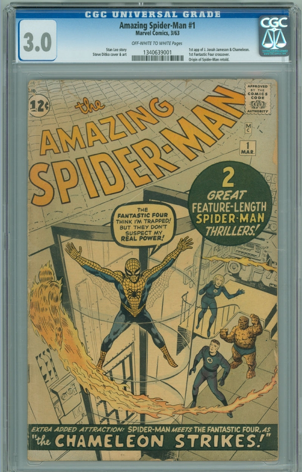 Amazing SpiderMan 1 CGC 30 GVG OWW Marvel 1963 Origin First Issue