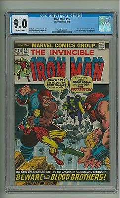 Iron Man 55 CGC 90 OW pgs 1st app Thanos Drax Starfox Mentor c12855