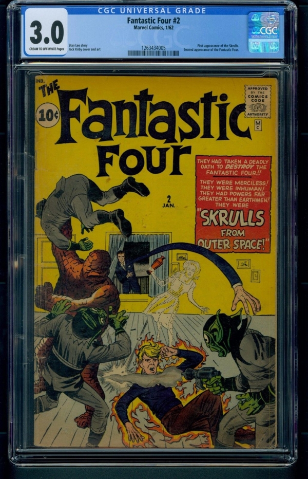 Fantastic Four 2 1962 CGC Graded 30  Skrulls  Stan Lee  Jack Kirby