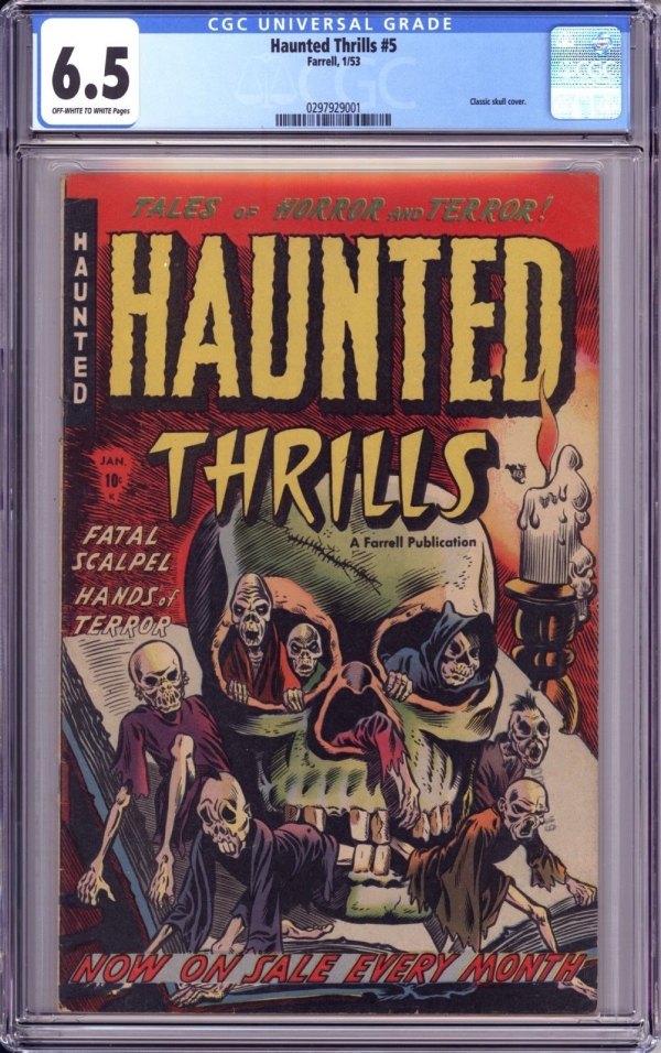 HAUNTED THRILLS 5 CGC 65    CLASSIC SKULL COVER  GREAT PRECODE HORROR ISSUE