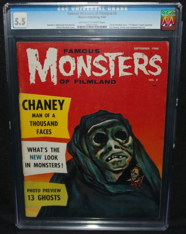 Famous Monsters of Filmland 8  1st BiMonthly Issue  CGC Grade 55  1960