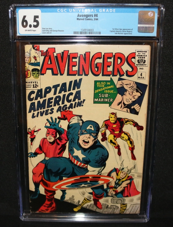 Avengers 4  1st Silver Age App of Captain America   CGC Grade 65  1964