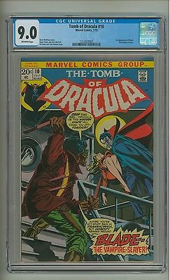 Tomb of Dracula 10 CGC 90 OW pages 1st app Blade Marvel 1973 c12552