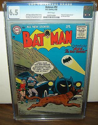 Batman 92 CGC 65 White pgs Origin1st app Ace the BatHound 1955 c04254