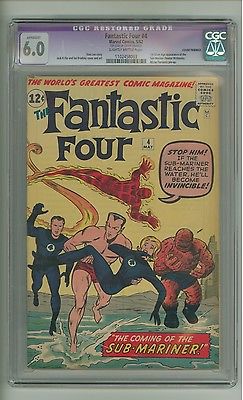 Fantastic Four 4 CGC 60 RESTO Sl brittle pgs 1st SA SubMariner c12944