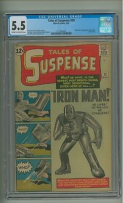 Tales of Suspense 39 CGC 55 COW p Origin1st app Iron Man Kirby c12061