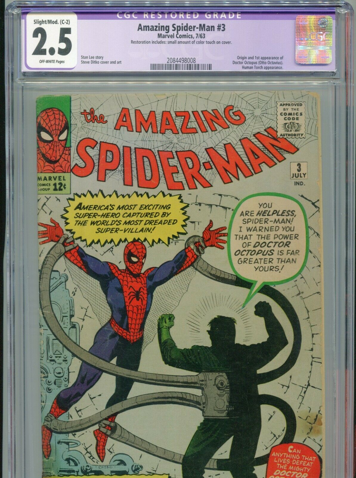 1963 MARVEL AMAZING SPIDERMAN 3 1ST APPEARANCE DOCTOR OCTOPUS CGC 25 SLIGHT