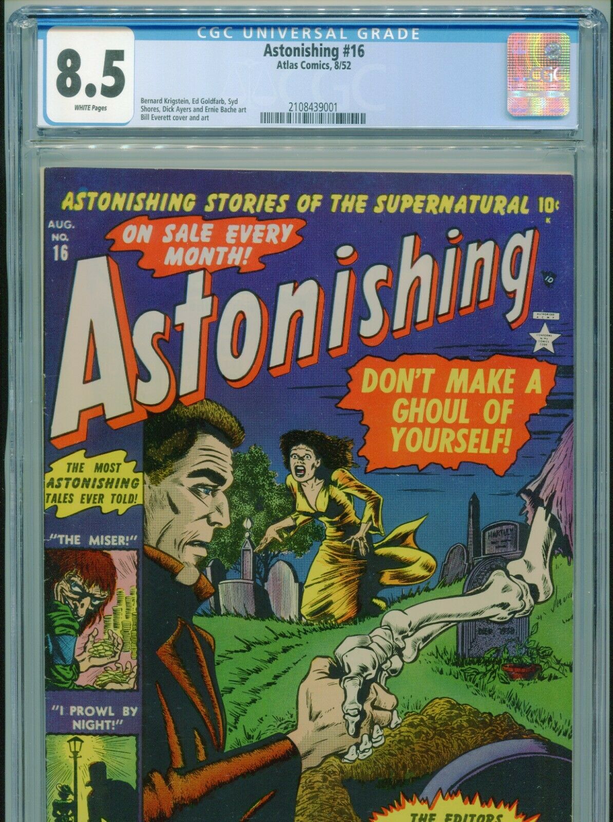 1952 ATLAS ASTONISHING 16 BILL EVERETT CGC 85 WHITE PAGES 2ND HIGHEST GRADED