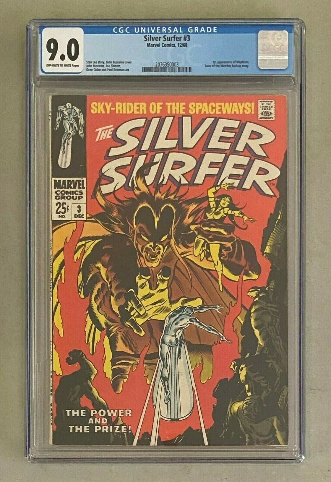 SILVER SURFER 3 Marvel Comics 1968 CGC 90 Mephisto 1st Appearance 