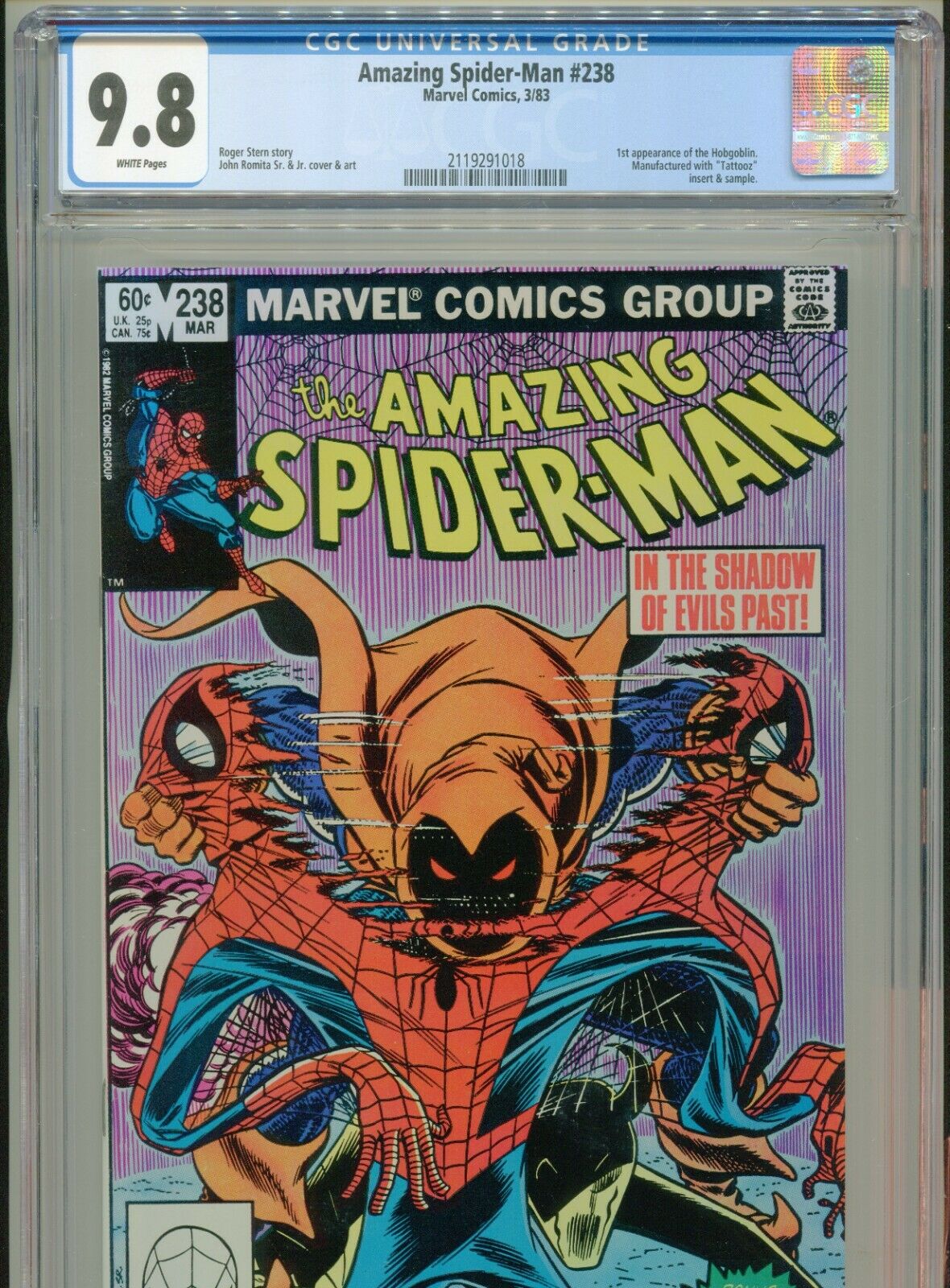 1983 MARVEL AMAZING SPIDERMAN 238 1ST APPEARANCE HOBGOBLIN CGC 98 WHITE BOX1