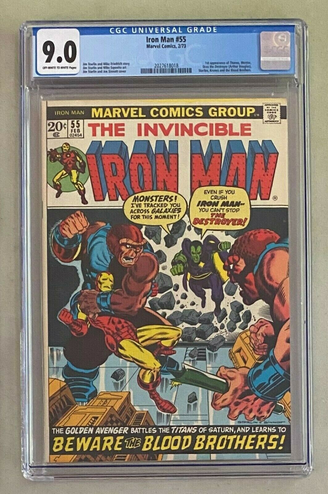 IRON MAN 55 Marvel Comics 1973 CGC 90 Thanos 1st Appearance 