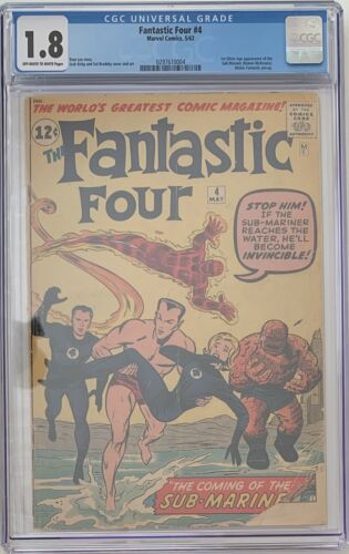 Fantastic Four 4 Series 1 CGC 18 1st SA Appearance SubMariner 1962