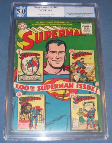 Superman 100 Sept 1955 PGX Slabbed Like CGC  Key DC Issue