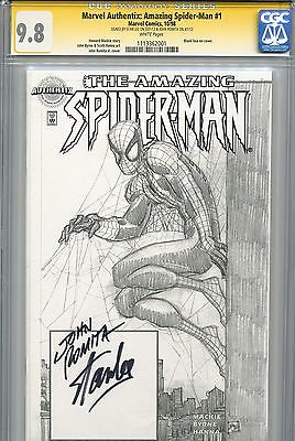 Amazing SpiderMan Vol 2 1 CGC 98 SS Authentix Sketch Stan Lee John Romita Sr