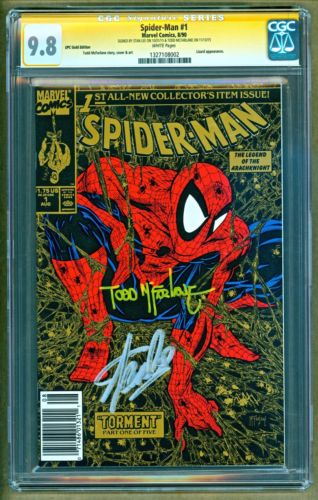 SpiderMan 1 Marvel UPC Gold Variant Signed Stan Lee Todd Mcfarlane SS CGC 98