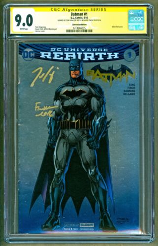 Batman 1 Rebirth Convention Foil Variant Signed David Finch Tom King SS CGC 90