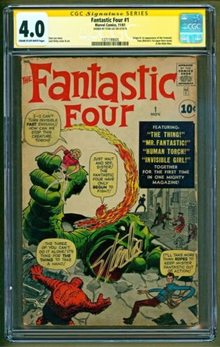 Fantastic Four 1 1961 Marvel 1st appearance of Team SIGNED Stan Lee CGC 40