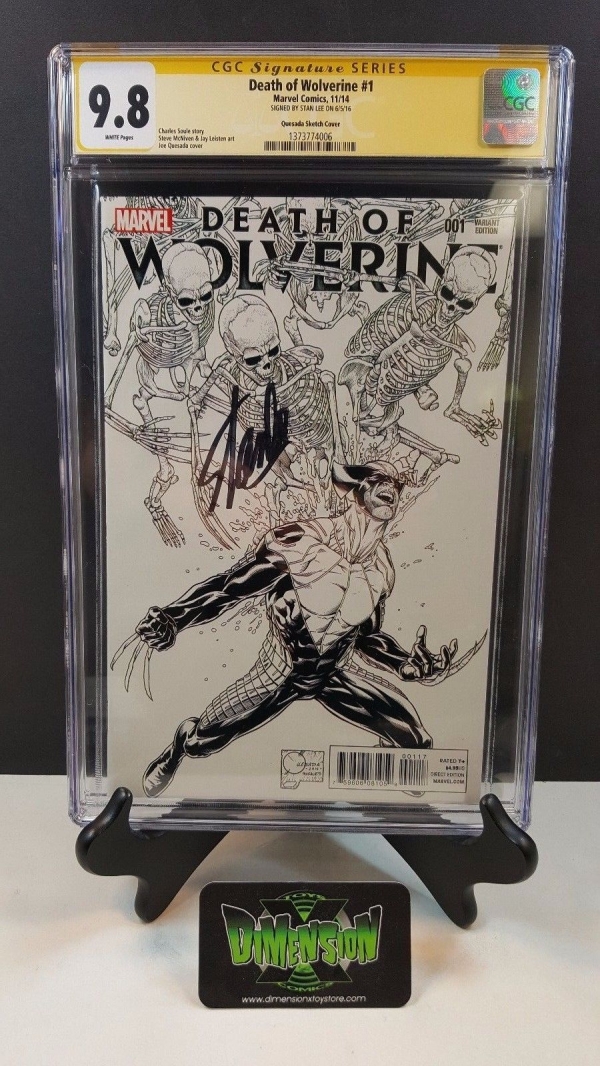 DEATH OF WOLVERINE 1 QUESADA 1500 SKETCH VARIANT CGC SS 98 SIGNED STAN LEE 