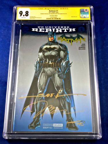 Batman 1 Rebirth 2016 DC SDCC Foil Convention Variant 3x Signed Jim Lee CGC 98