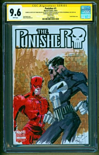 Punisher 1 2011 Marvel Signed Stan Lee Sketch Frank Miller CGC 96 NO RESERVE