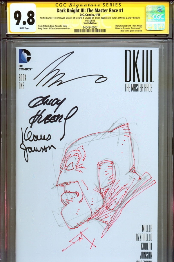 CGC SS 98 DKIII 1 Batman Dark Knight Frank Miller Original Art Sketch Cover