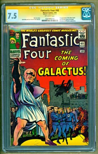 Fantastic Four 48 Marvel 1st app Silver Surfer Galactus Signed Stan Lee CGC 75