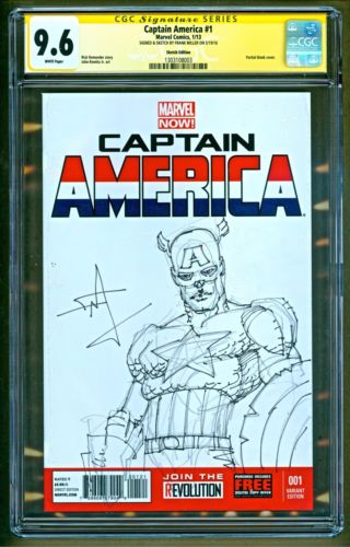 Captain America 1 2013 Marvel Comics Signed Sketch Frank Miller SS CGC 96