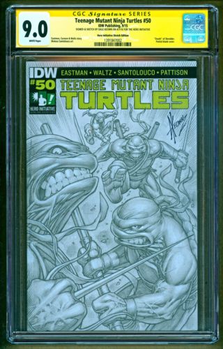 Teenage Mutant Ninja Turtles 50 Hero Initiative Sketch Dale Keown SS CGC 90