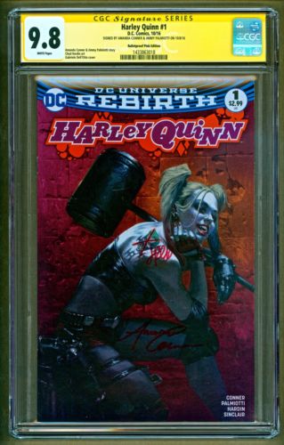 Harley Quinn 1 2016 DC Bulletproof Pink Variant 2x Signed Amanda Conner CGC 98