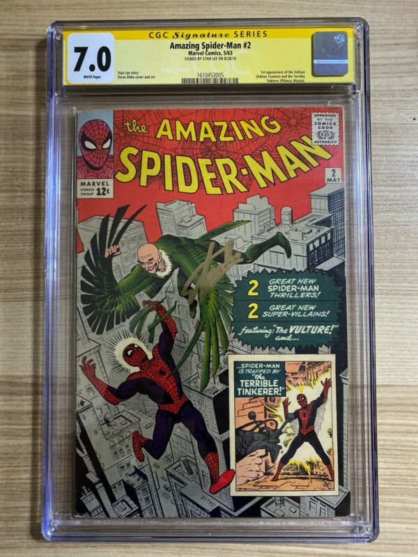 Amazing SpiderMan 2 Marvel 1st appearance of Vulture Signed Stan Lee CGC 70