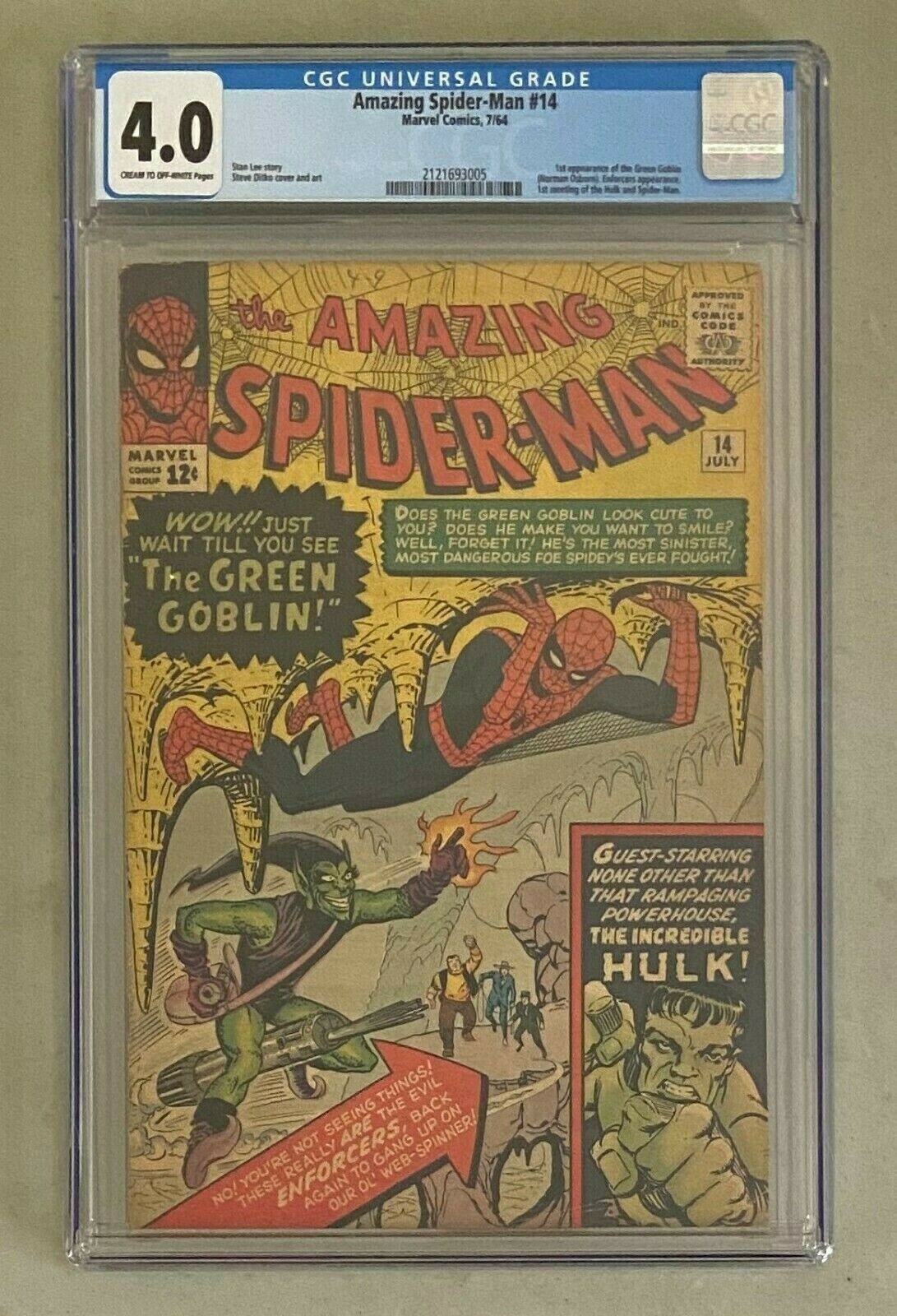 AMAZING SPIDERMAN 14 Marvel Comics 1964 CGC 40 Green Goblin 1st Appearance