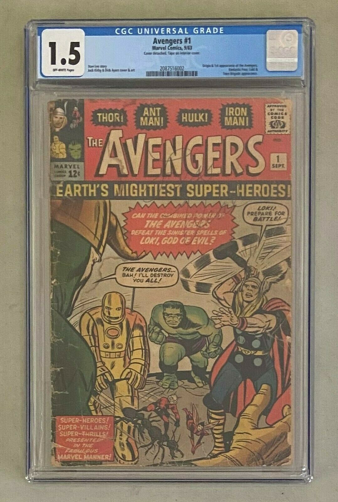 AVENGERS 1 Marvel Comics 1963 CGC 15 Origin  1st Appearance KEY COMIC 